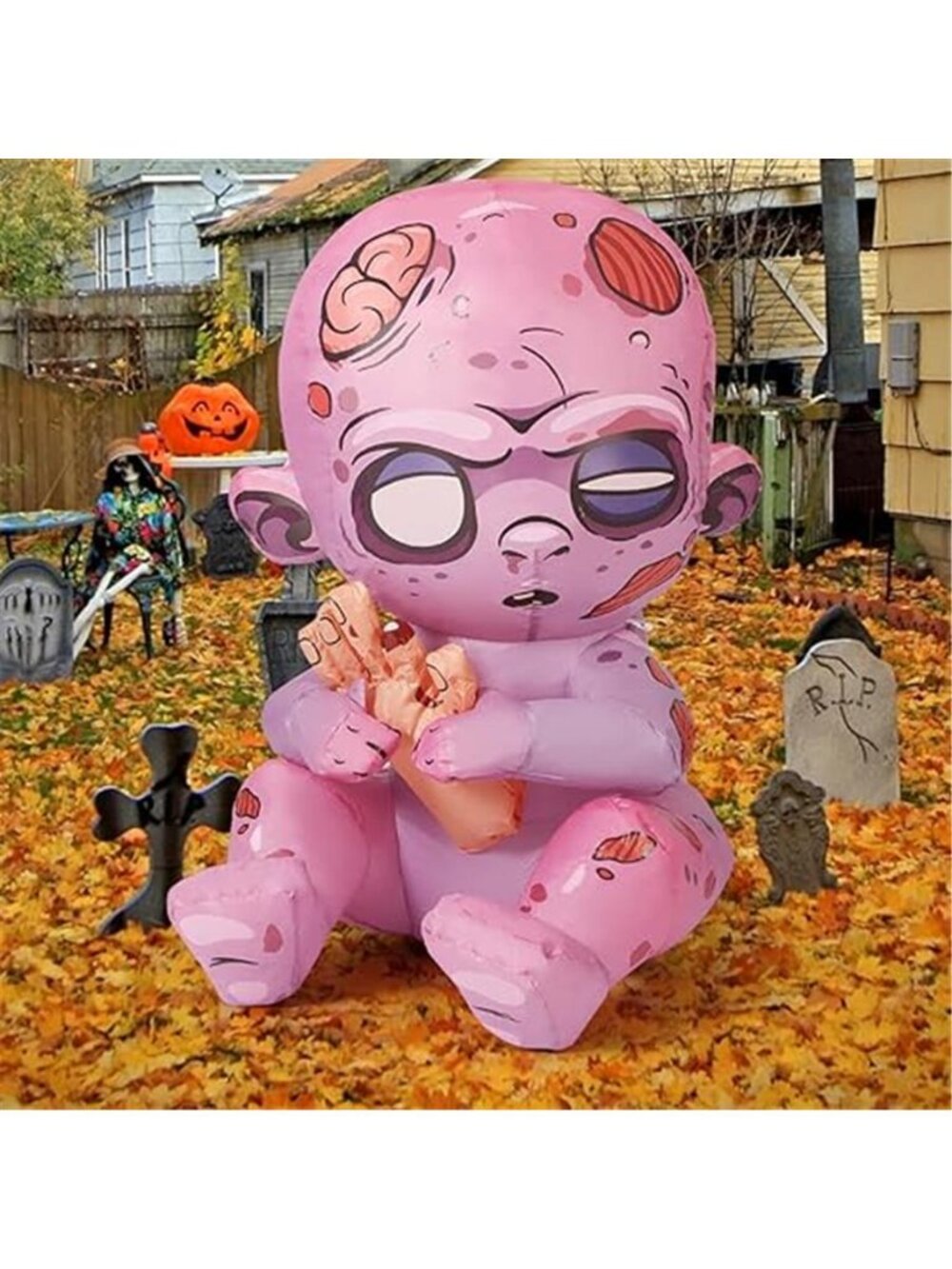 3 FT Halloween Inflatables Zombie Outdoor Decorations Blow Up Yard with - Picture 3 of 7